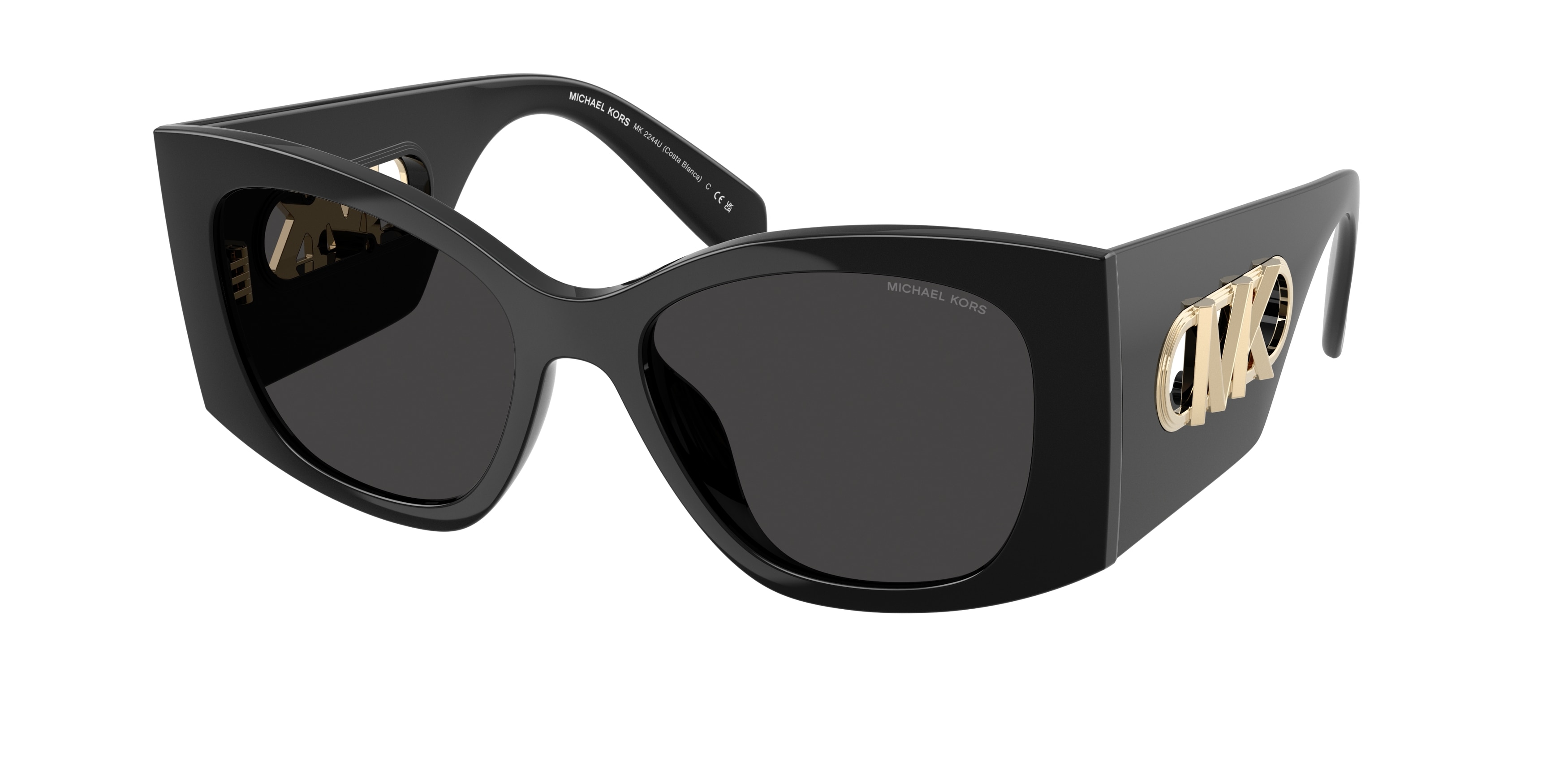 Michael Kors Damen MK2244U Costa Blanca 300587 Sonnenbrillen Injiziert Schwarz Grau Quadratisch Normal-image